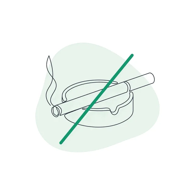 Cigarette barrée d’un trait, dessin au trait sur fond clair
