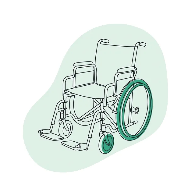 Fauteuil roulant vide vu de trois quarts