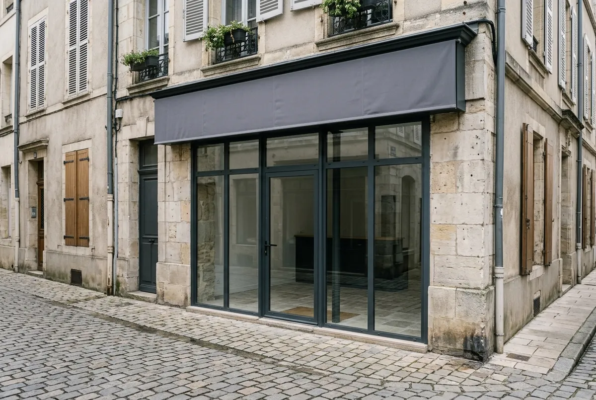 Façade sobre d’une agence bancaire en centre-ville